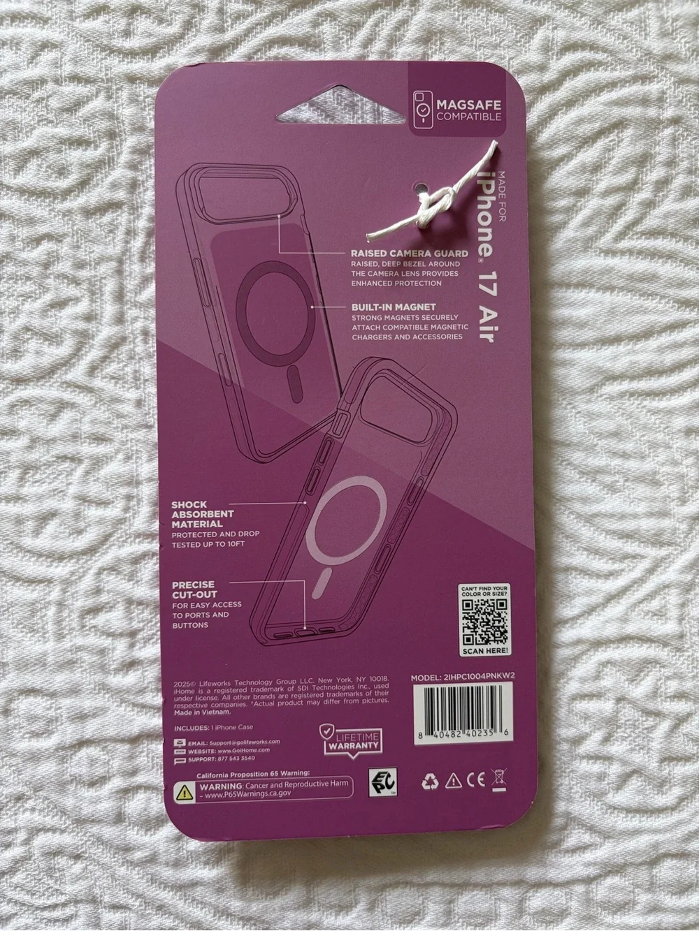 iHome Pink MagSafe-Compatible Case for iPhone 17 Air - Velo Case